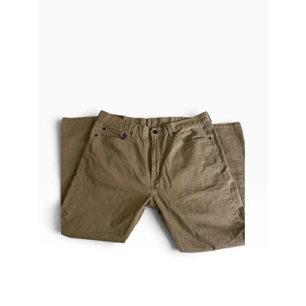 Levi 505 Regular Fit Straight Leg Khaki Brown Pants Mens 34x34 Water Less